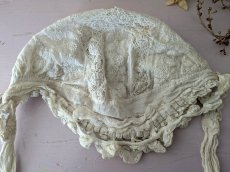 画像5: フランス 1900年前後 白糸刺繍のボネ (5)