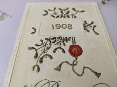 画像3: フランス 1908年 Bonne Année 切手つきポストカード ヤドリギ (3)
