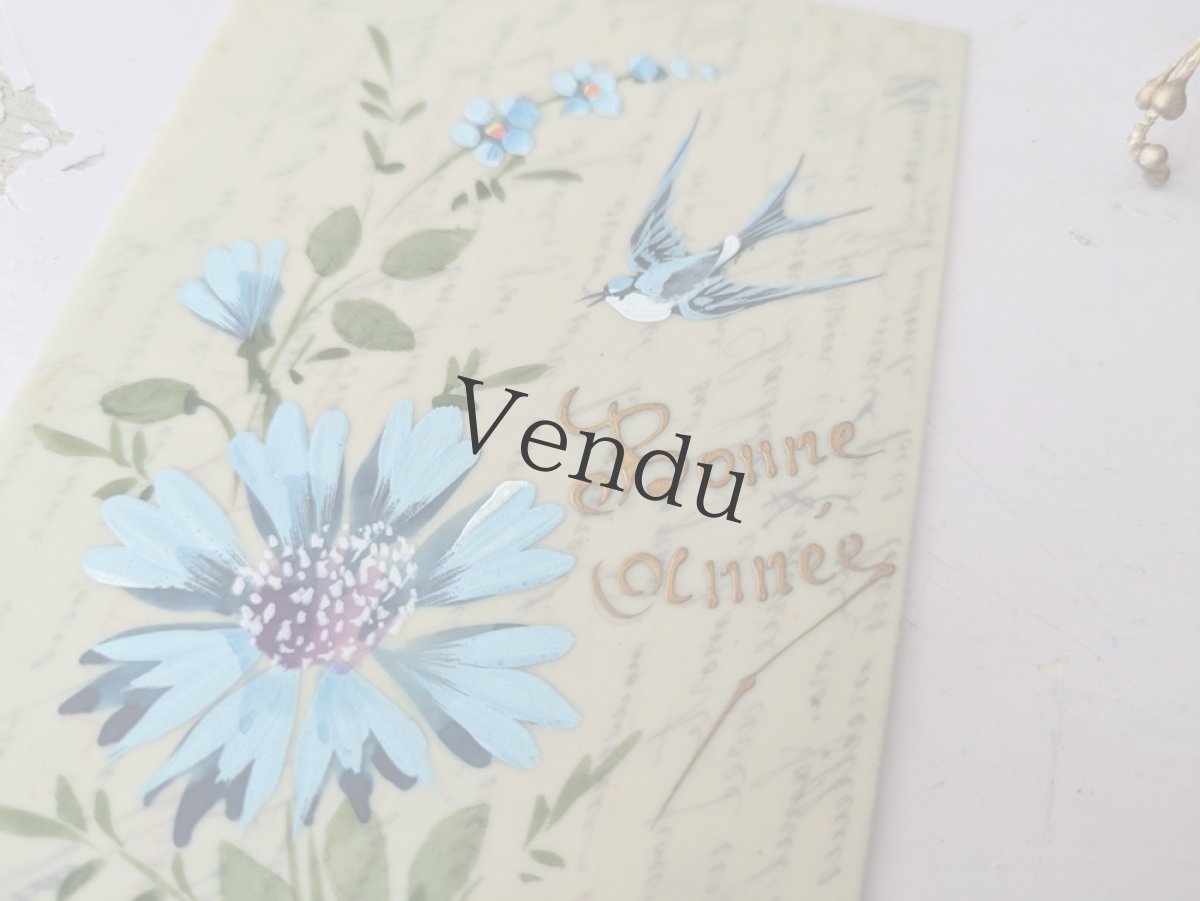 画像3: フランス 1900-1920年 Bonne Année ポストカード セルロイド手描き (3)