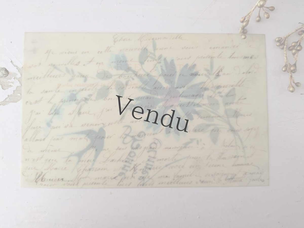 画像4: フランス 1900-1920年 Bonne Année ポストカード セルロイド手描き (4)