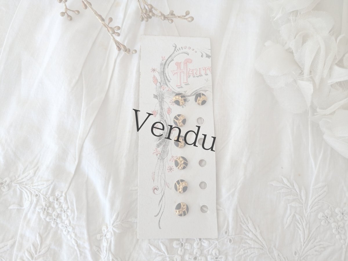 画像1: フランス 1900年前後 極小メタルボタンシート ペイント 7mm (1)