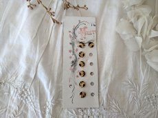 画像1: フランス 1900年前後 極小メタルボタンシート ペイント 7mm (1)