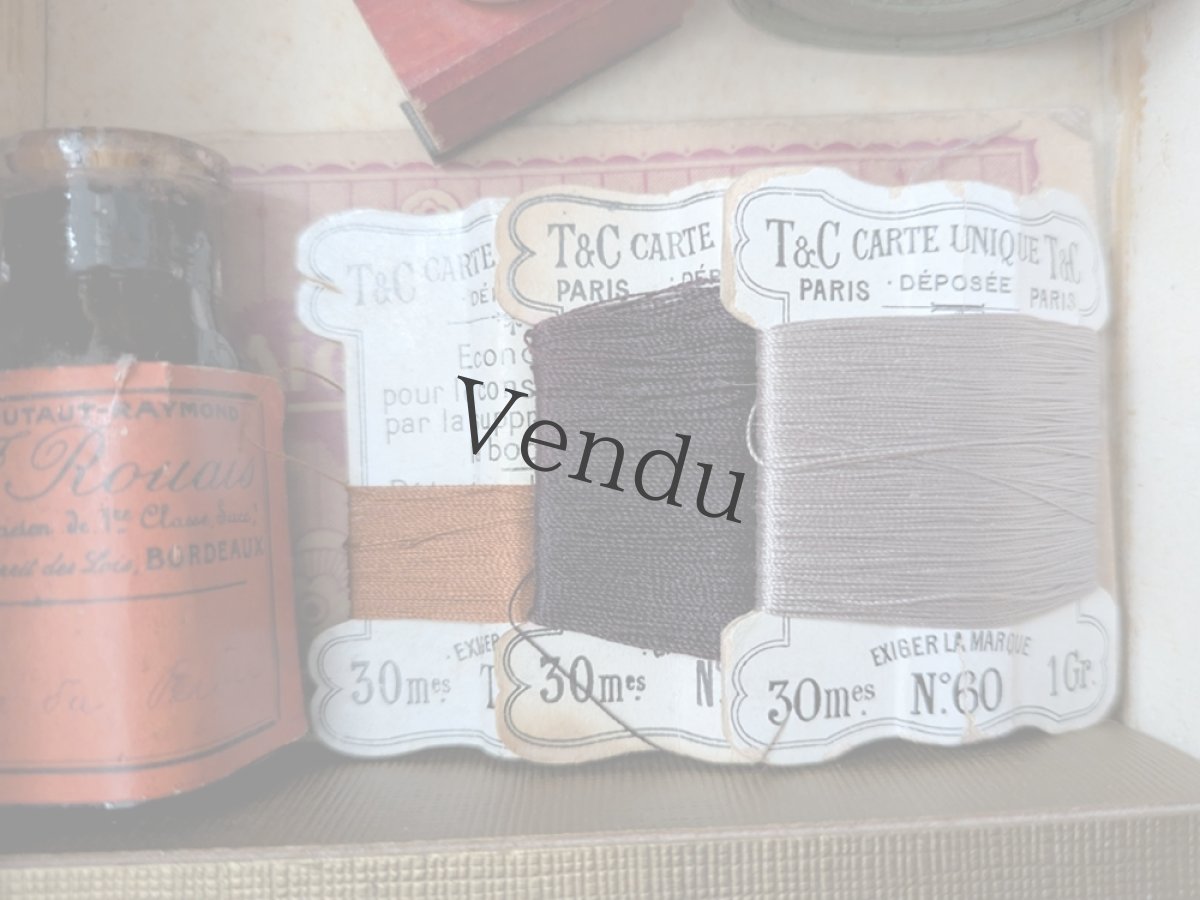 画像1: フランス 1900-1920年 ミシン用シルク糸巻き 3色セット T&C PARIS (1)