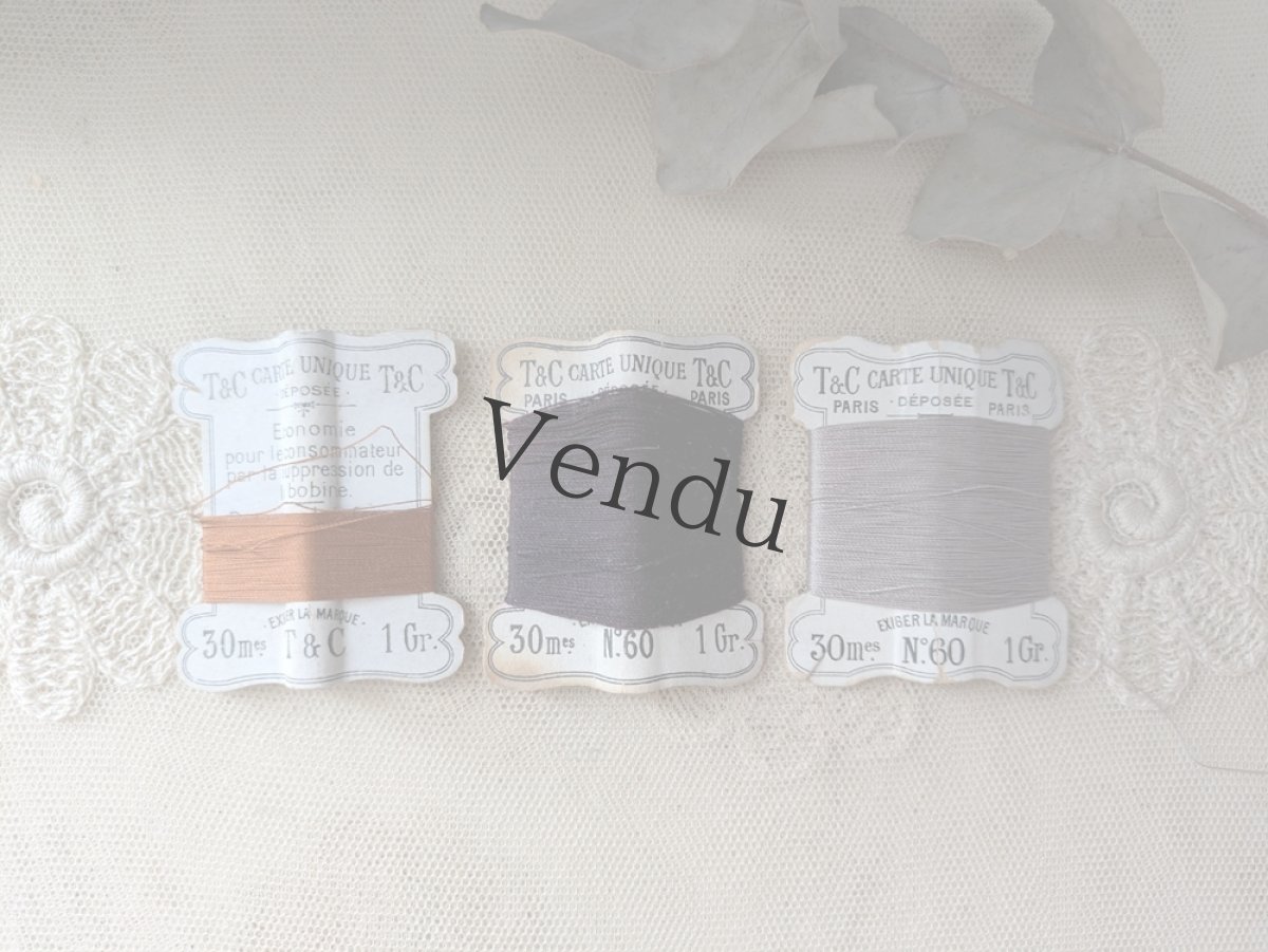 画像2: フランス 1900-1920年 ミシン用シルク糸巻き 3色セット T&C PARIS (2)