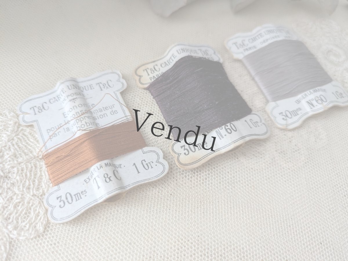 画像4: フランス 1900-1920年 ミシン用シルク糸巻き 3色セット T&C PARIS (4)