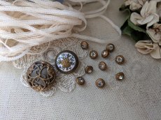 画像6: フランス 1900年前後 極小ボタン メタル×ストラス 7mm (6)