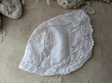 画像4: フランス 1900年前後 カットワーク刺繍の小さなボネ (4)