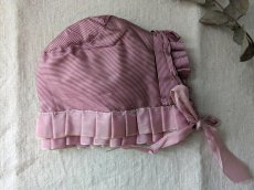 画像3: フランス 19世紀後半 ピンストライプ地の小さなボネ  (3)