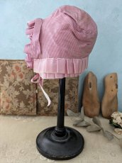 画像5: フランス 19世紀後半 ピンストライプ地の小さなボネ  (5)