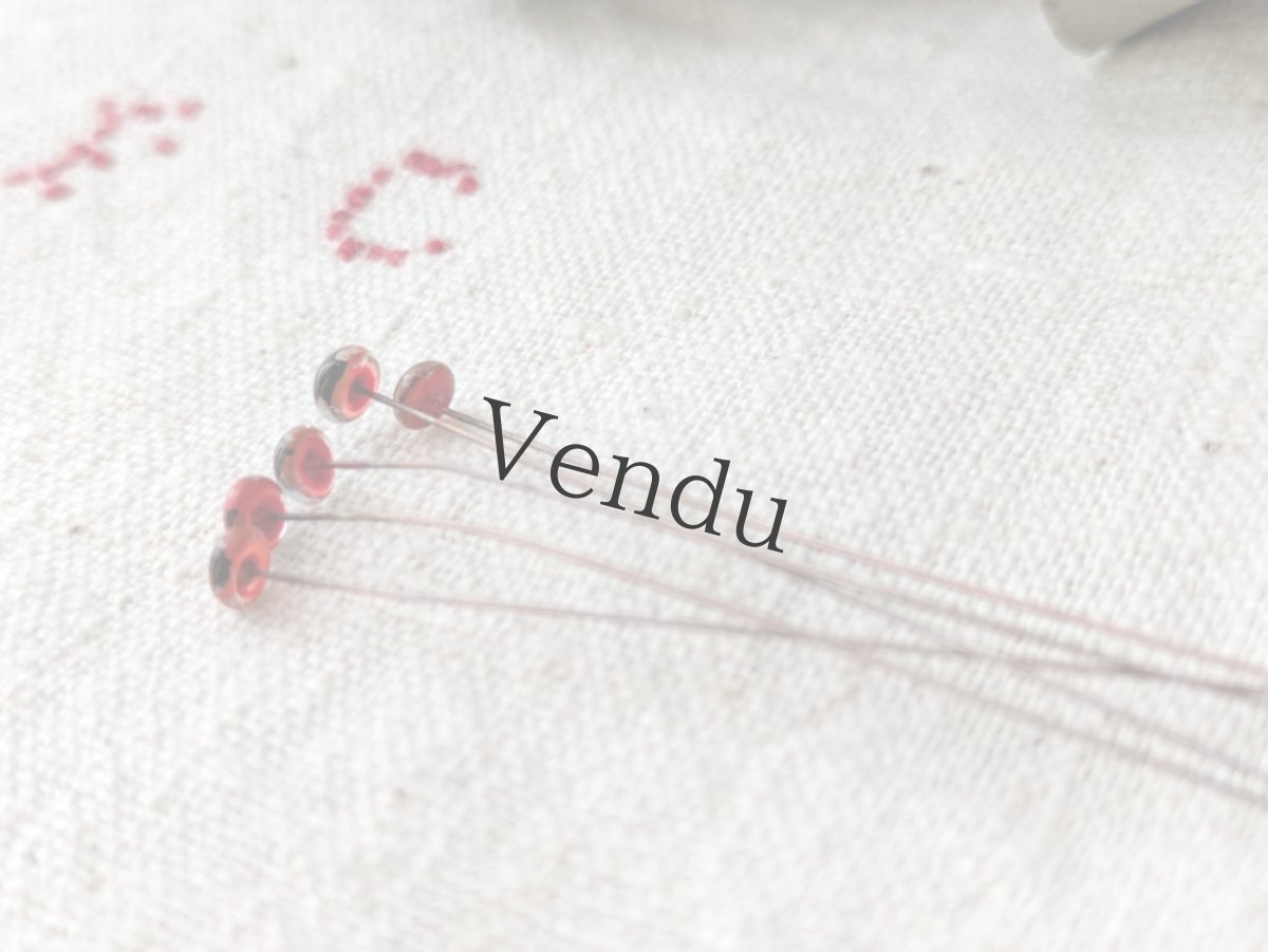 画像3: フランス 1930-50年頃 グラスアイ 5本セット／赤4mm (3)