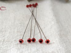 画像1: フランス 1930-50年頃 グラスアイ 5本セット／赤4mm (1)