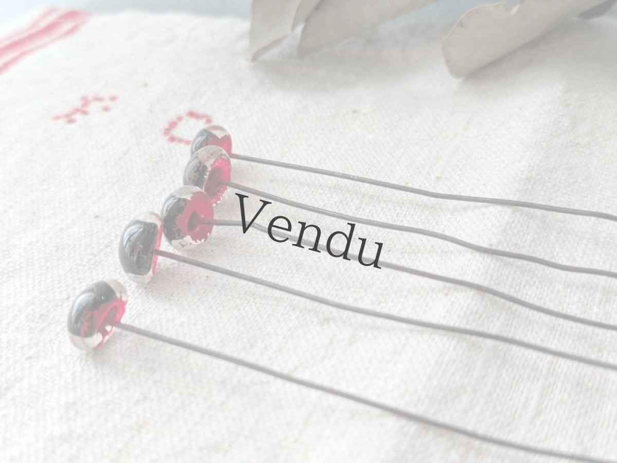 画像3: フランス 1930-50年頃 グラスアイ 5本セット／赤10mm (3)