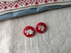 画像1: フランス 1950年代 うさぎボタン 2個セット 15mm (1)