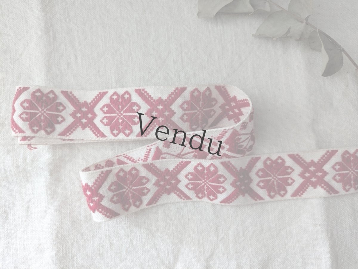 画像1: フランスヴィンテージ 刺繍リボン 100cm (1)