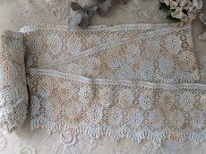 画像1: フランス 1900年前後 幅広レース525cm (1)