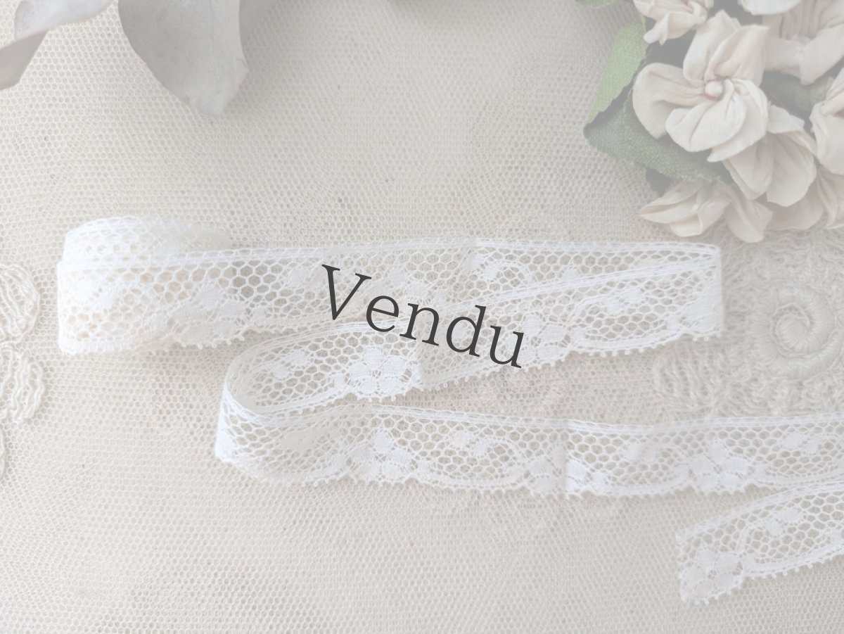 画像1: フランスアンティーク スカラップレース111cm (1)