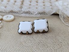 画像3: フランスヴィンテージ 白い陶器ボタン 2個セット 13mm (3)