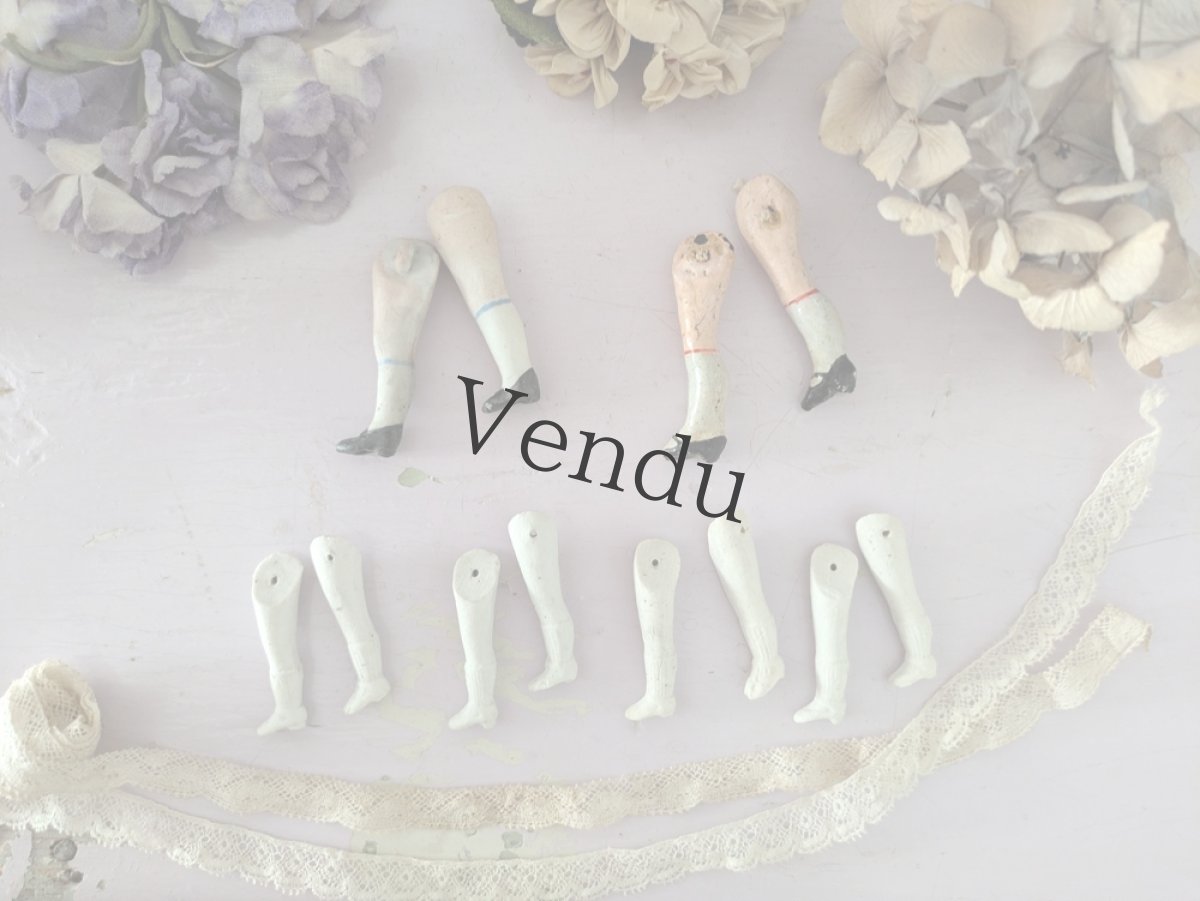 画像7: ドイツアンティーク ドールパーツ 足ペア ビスク 5cm (7)