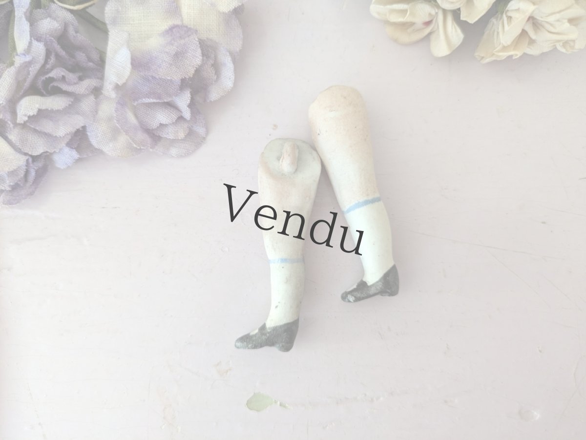 画像1: ドイツアンティーク ドールパーツ 足ペア ビスク 5cm (1)