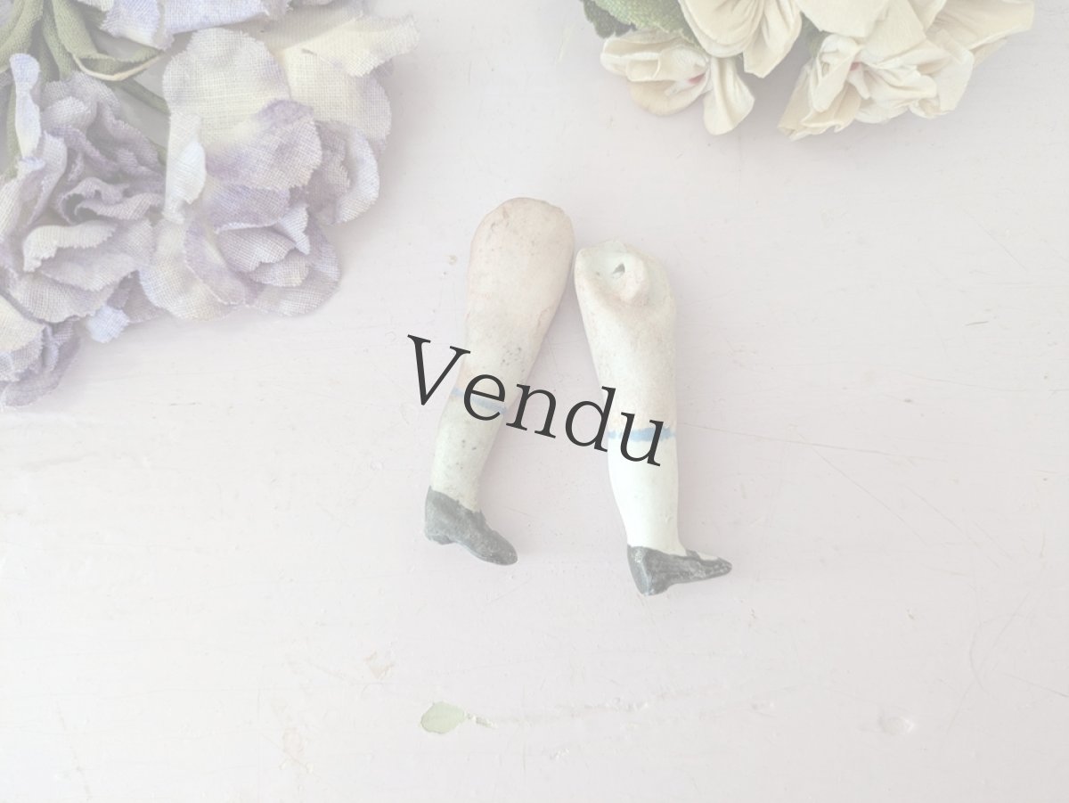 画像2: ドイツアンティーク ドールパーツ 足ペア ビスク 5cm (2)