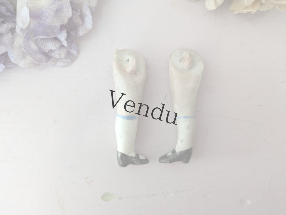 画像3: ドイツアンティーク ドールパーツ 足ペア ビスク 5cm (3)