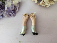 画像4: ドイツアンティーク ドールパーツ 足ペア コンポジション 5cm (4)