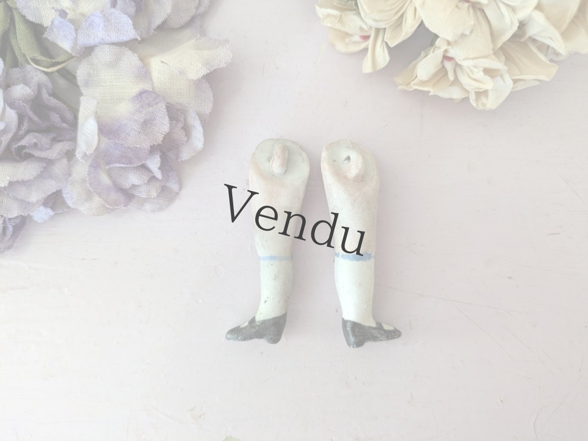 画像4: ドイツアンティーク ドールパーツ 足ペア ビスク 5cm (4)