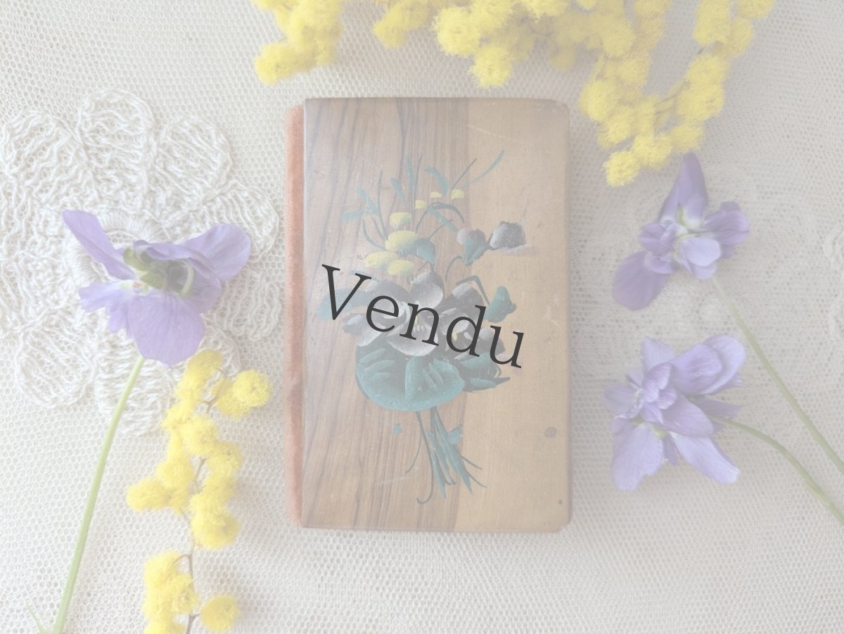 画像1: フランスアンティーク ニードルケース すみれとミモザのモシュリンヌ (1)