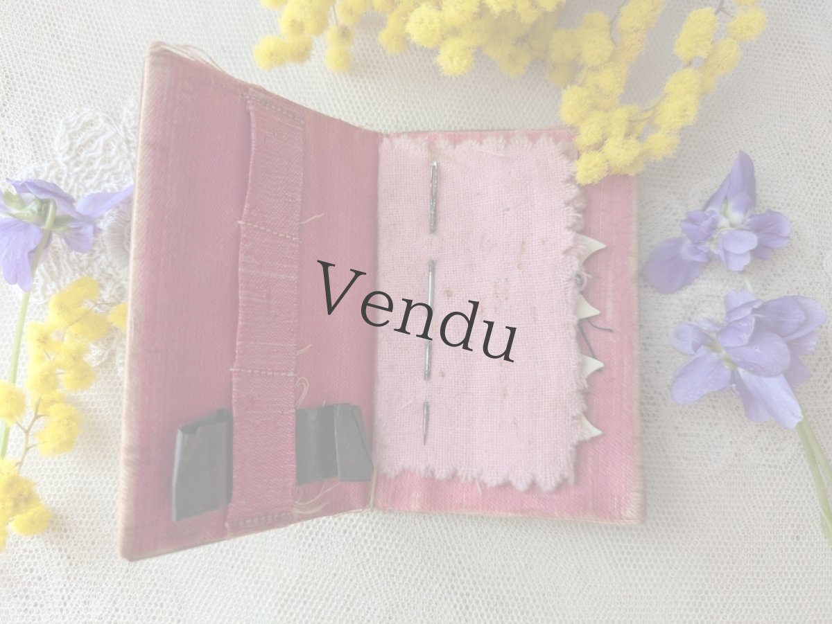 画像3: フランスアンティーク ニードルケース すみれとミモザのモシュリンヌ (3)