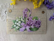 画像1: フランス 1900-1920年 ポストカード スミレとスズラン セルロイド (1)