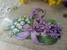 画像2: フランス 1900-1920年 ポストカード スミレとスズラン セルロイド (2)