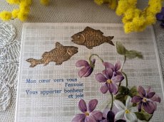 画像3: フランス 1900-1920年 ポストカード スミレとポワッソン (3)