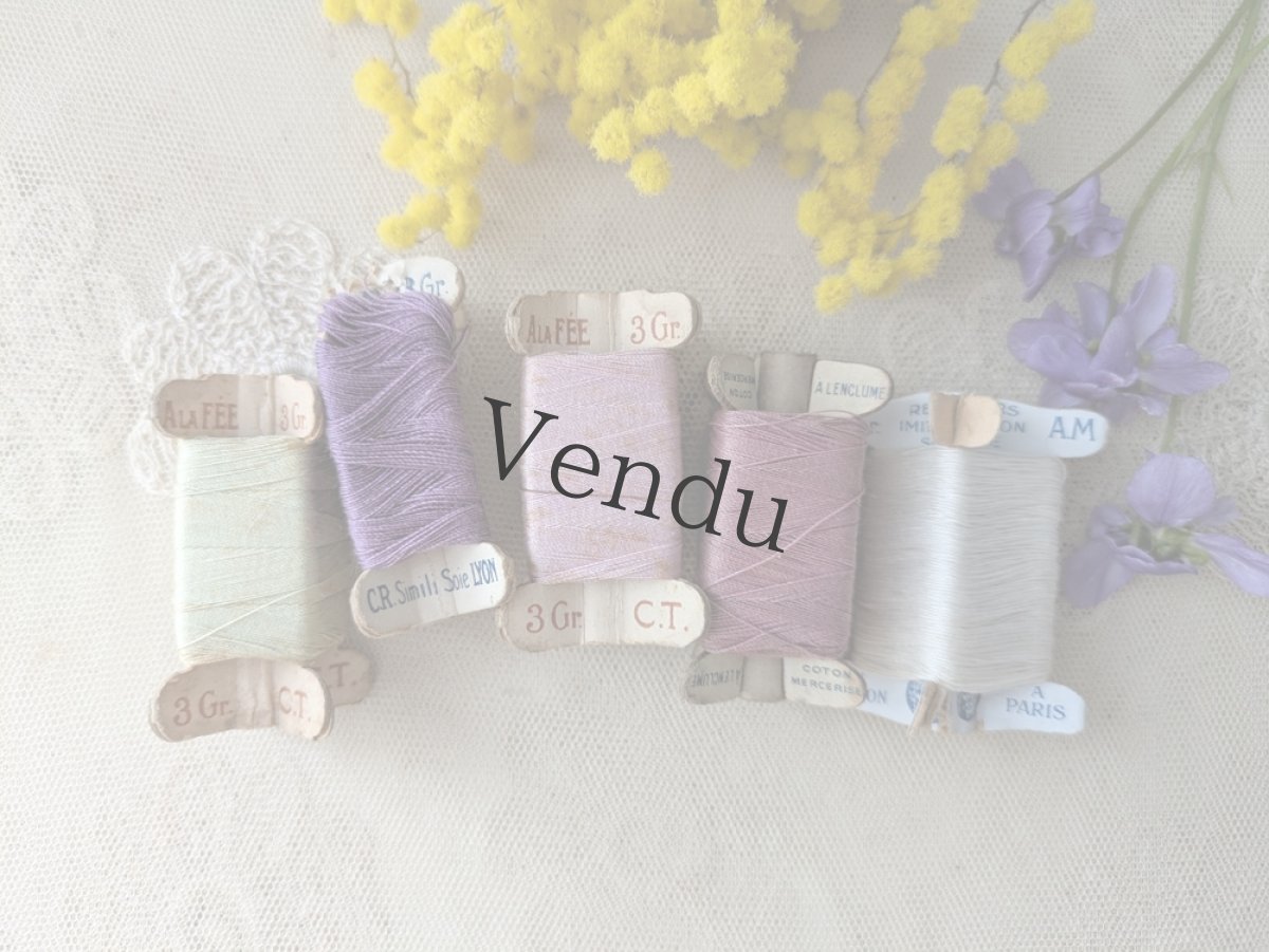 画像1: フランス 1900-1930年 立体糸巻き 5色セット (1)