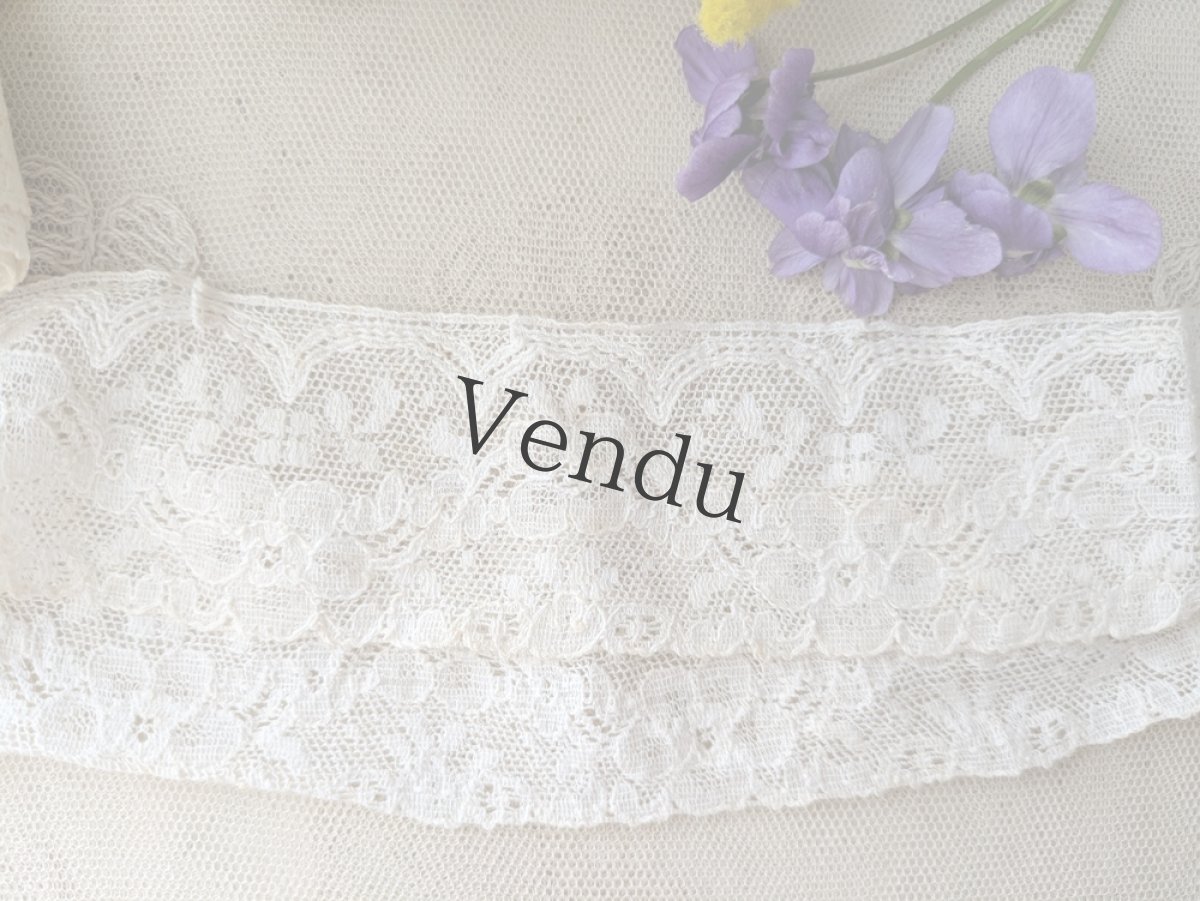 画像2: フランスアンティーク　花柄 円形レース 73cm（146cm） (2)