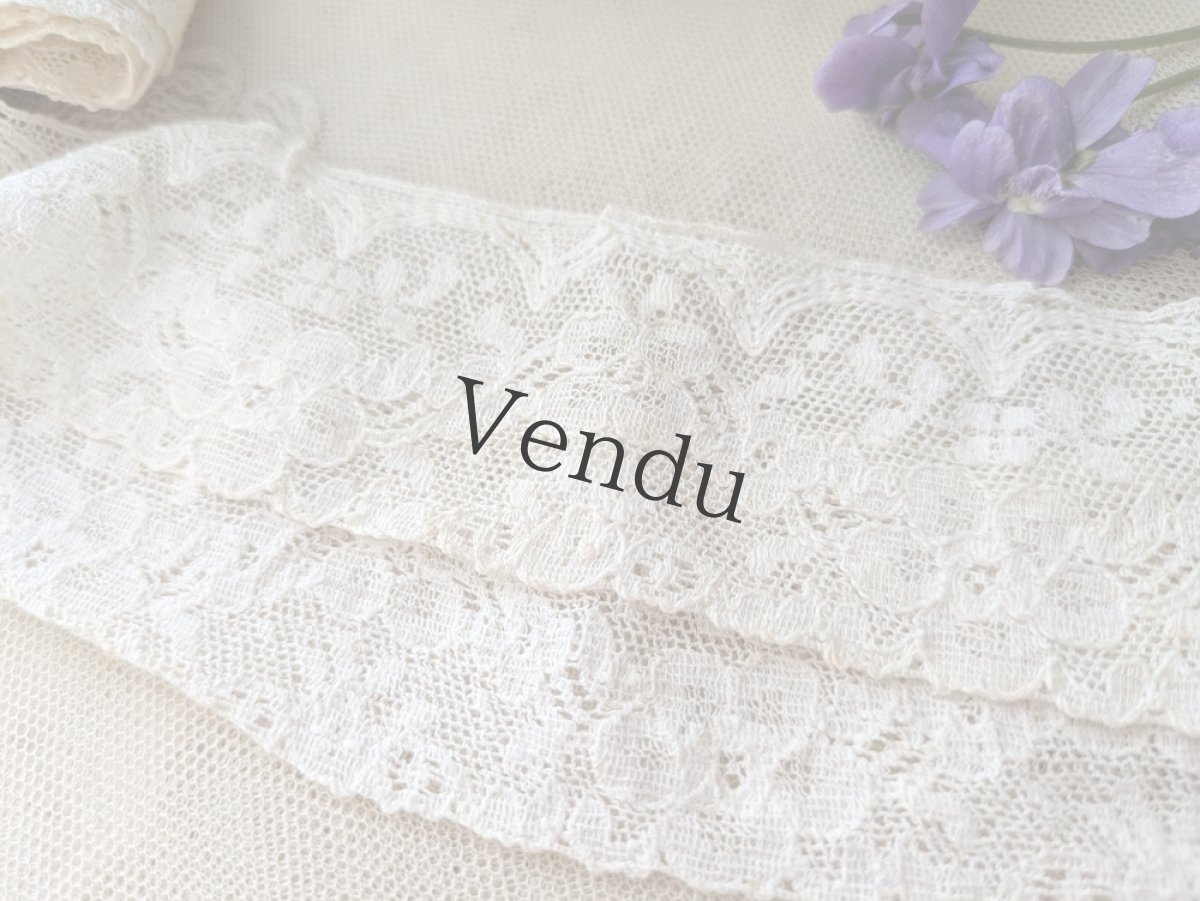 画像3: フランスアンティーク　花柄 円形レース 73cm（146cm） (3)