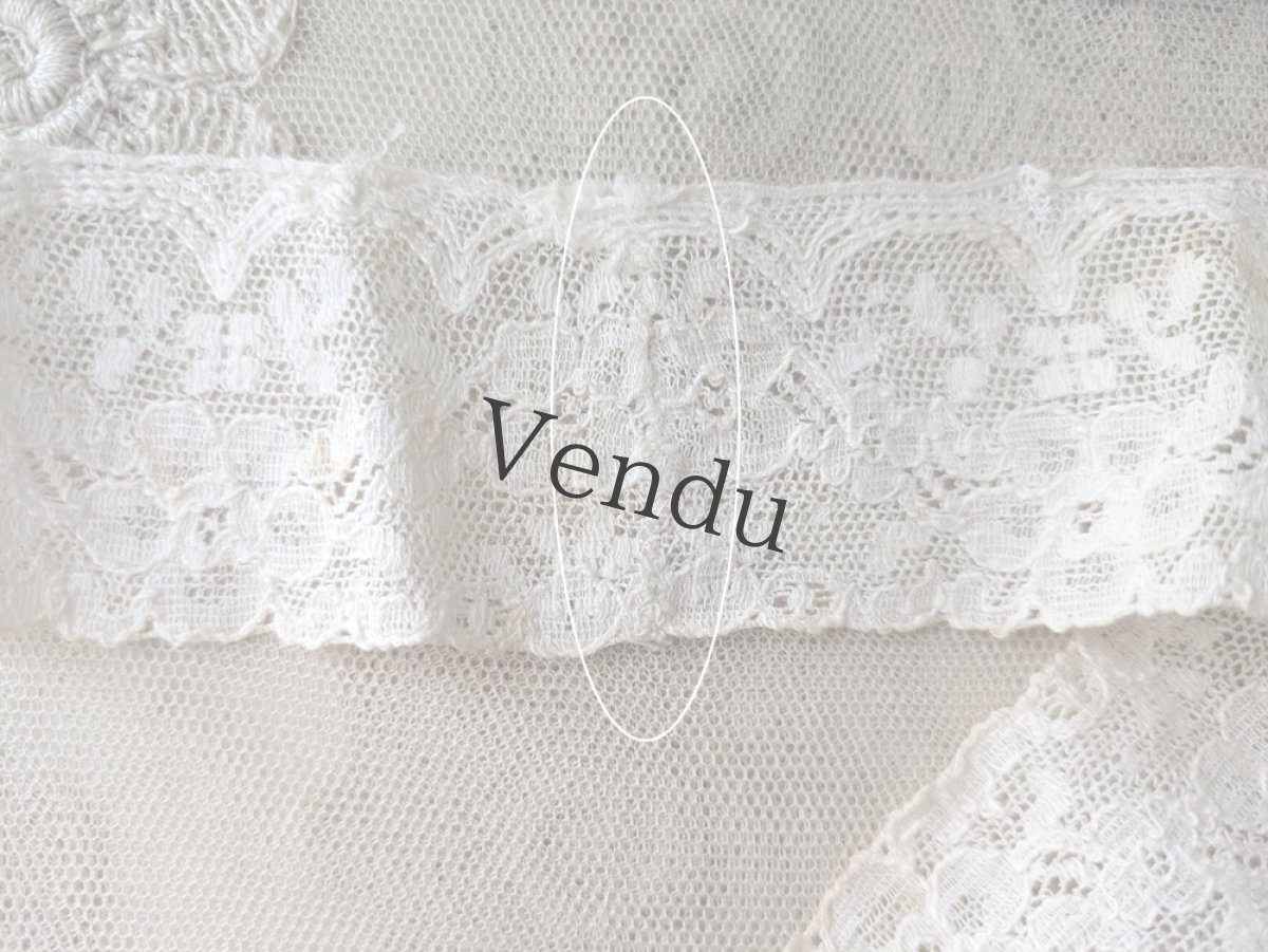 画像8: フランスアンティーク　花柄 円形レース 73cm（146cm） (8)