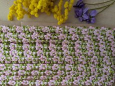 画像4: フランスヴィンテージ　ロココリボン　ピンク×グリーン 100cm〜 (4)