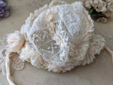 画像6: フランス 1900年前後 レースとシルクリボンの小さなボネ (6)