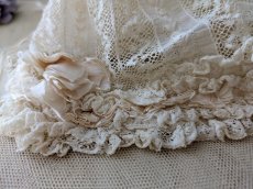 画像7: フランス 1900年前後 レースとシルクリボンの小さなボネ (7)