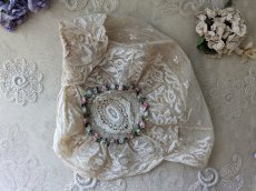 画像1: フランス 1900年前後 レースとロココリボンのボネ (1)