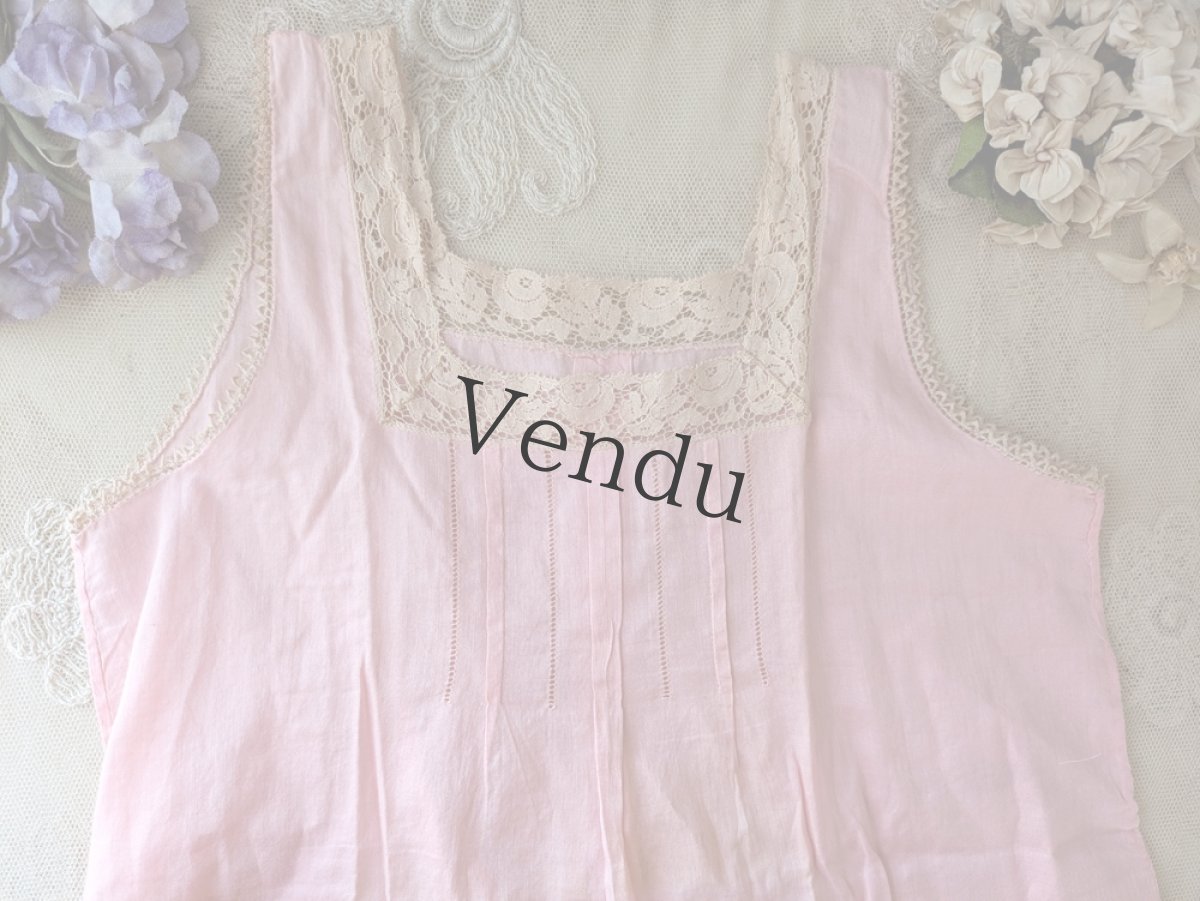 画像1: フランスヴィンテージ 小さなワンピース Rose (1)