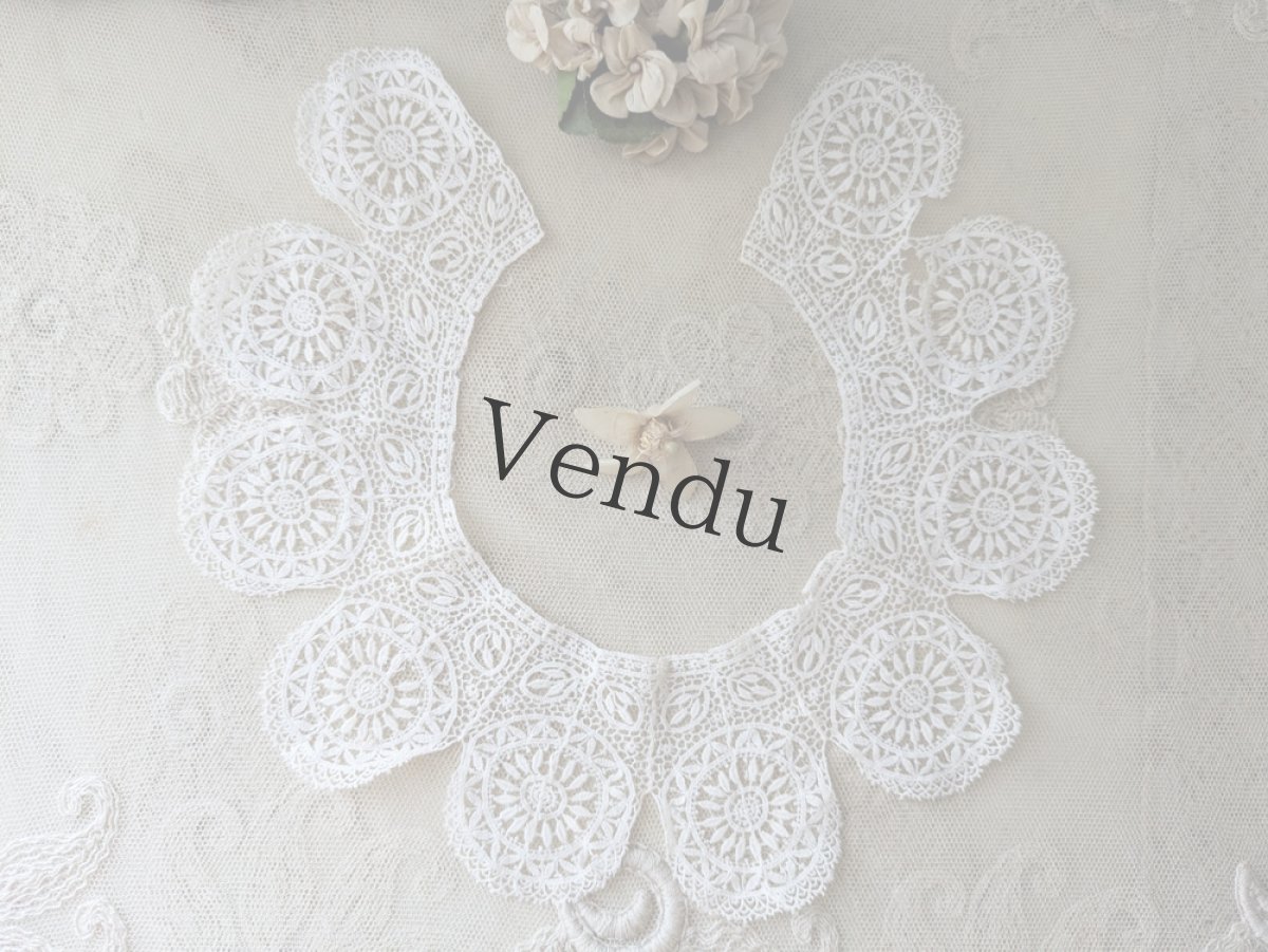 画像2: フランスヴィンテージ レースの小さなつけ襟 (2)