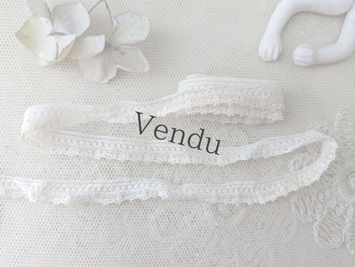 画像1: フランスアンティーク　スカラップレース 102cm (1)