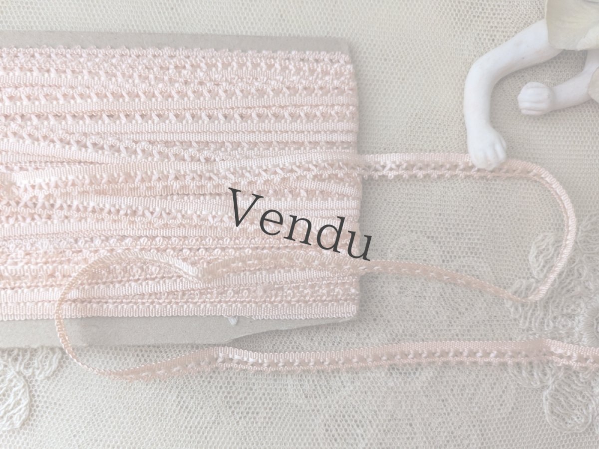 画像1: フランスヴィンテージ 巻きリボン ピンク 15m以上 (1)