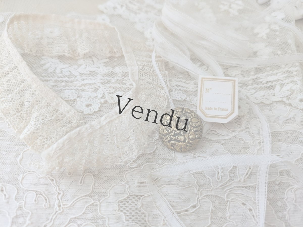 画像1: フランスアンティーク レース4種セット+メタルボタン＋タグつき (1)