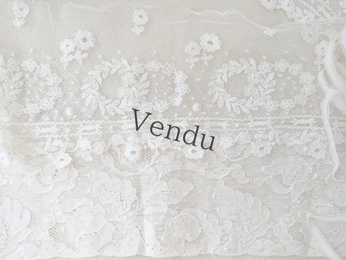 画像4: フランスアンティーク レース4種セット+メタルボタン＋タグつき (4)