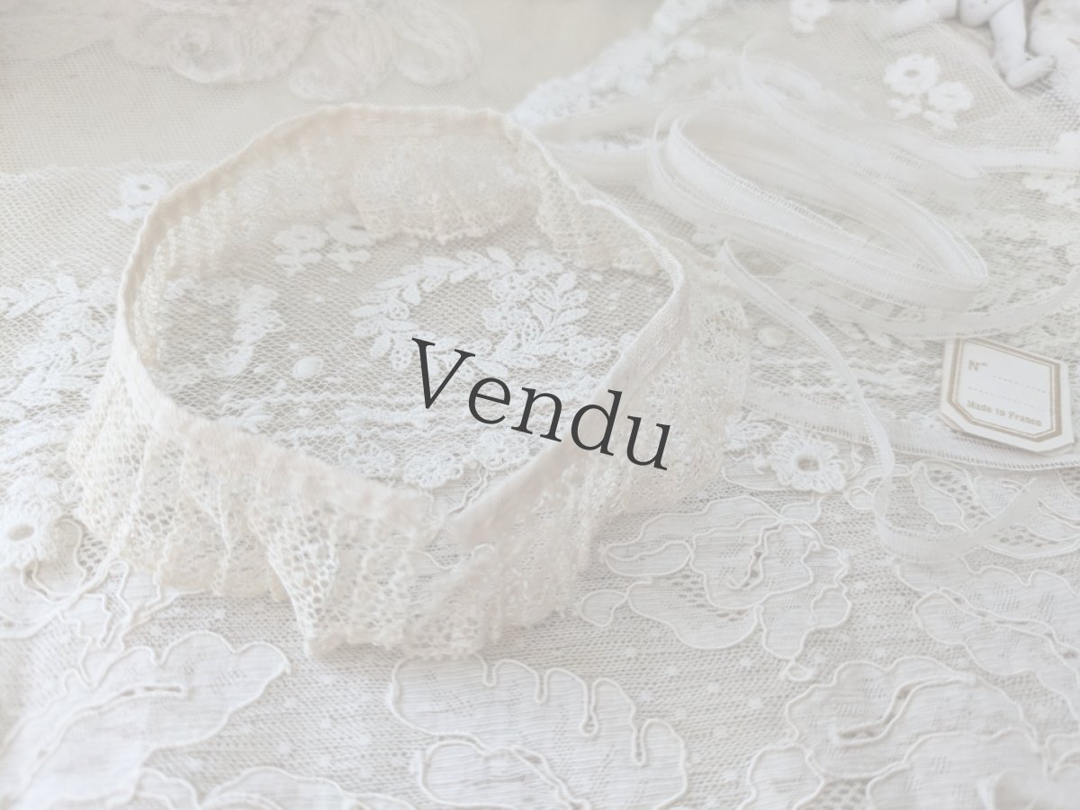 画像5: フランスアンティーク レース4種セット+メタルボタン＋タグつき (5)