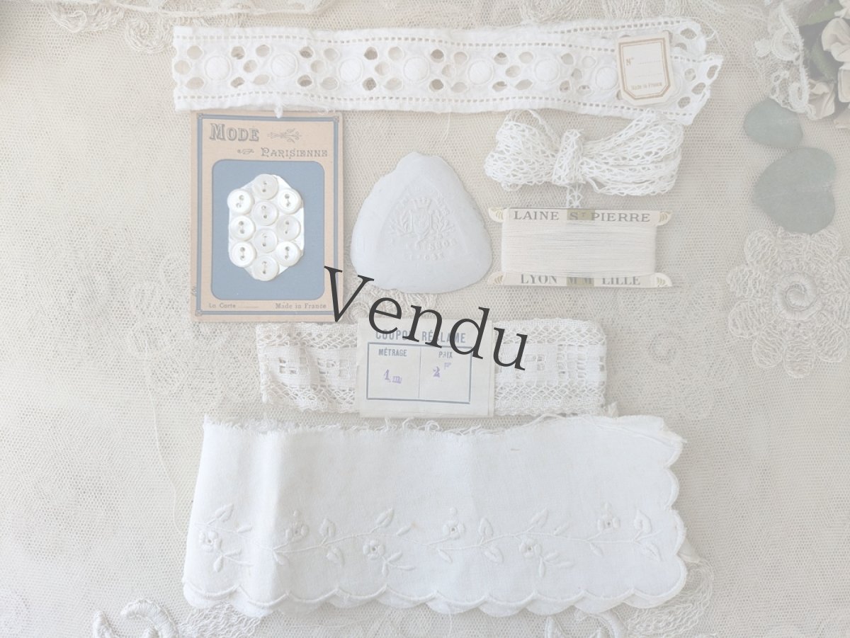 画像1: フランスアンティーク メルスリーセット Blanc (1)