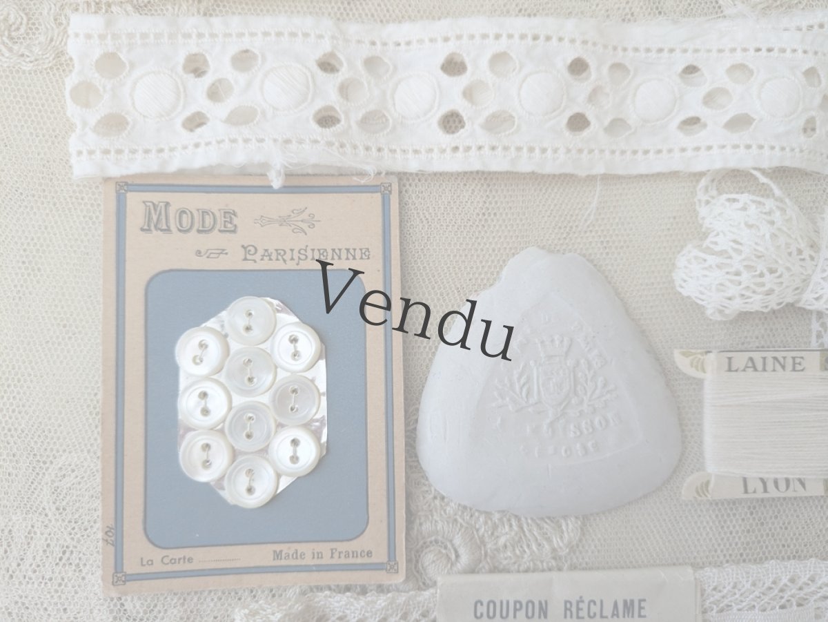 画像2: フランスアンティーク メルスリーセット Blanc (2)