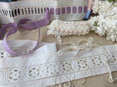 画像6: フランスアンティーク リボン通し穴のあるレース 65cm＋82cm (6)